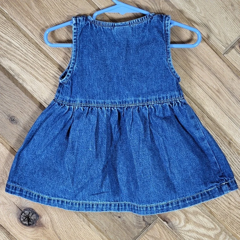 OshKosh B'gosh Denim Dress Baby Girl 6-9M Floral Embroidered Blue